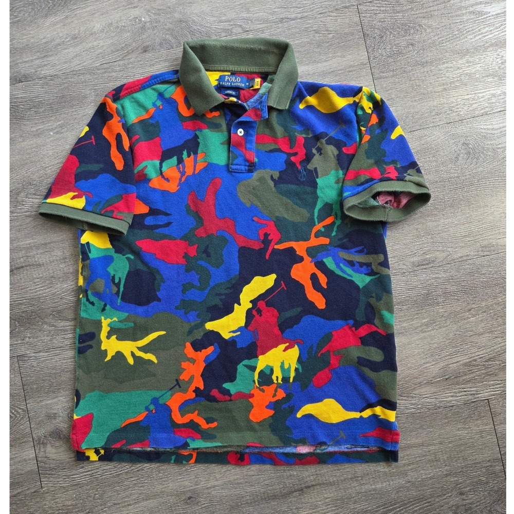 Polo Ralph Lauren Polo Shirt Mens Medium Multi Camo Classic Fit Pony